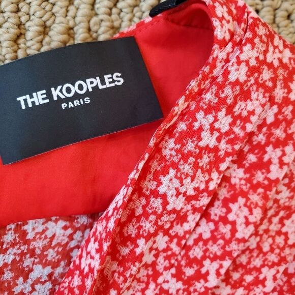 New The Kooples Red Ditsy Flowers Spring Liberty Dress Fit Flare PInup 1 / S - Picture 6 of 9